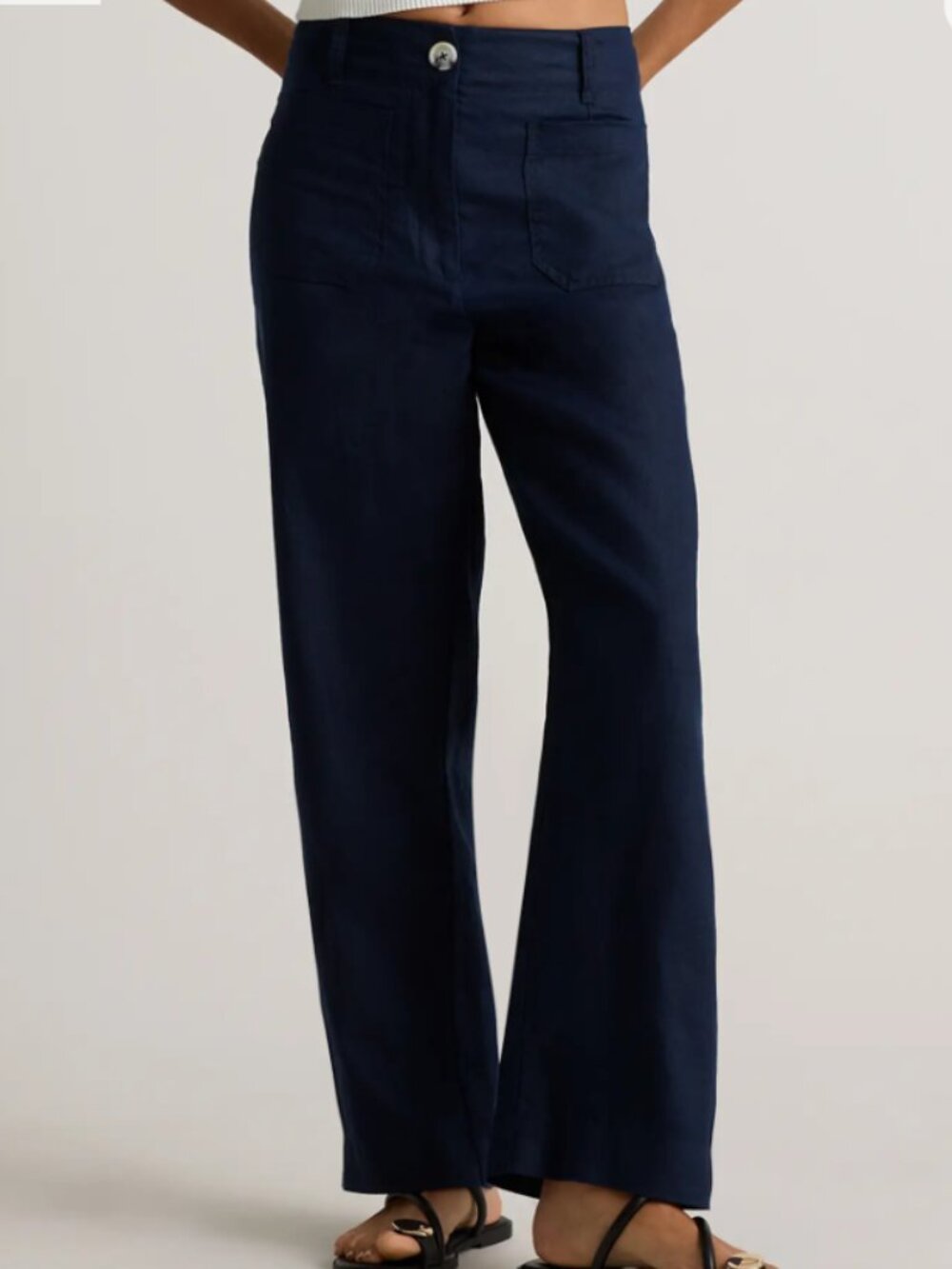 Quince Navy Wide-Leg Pants